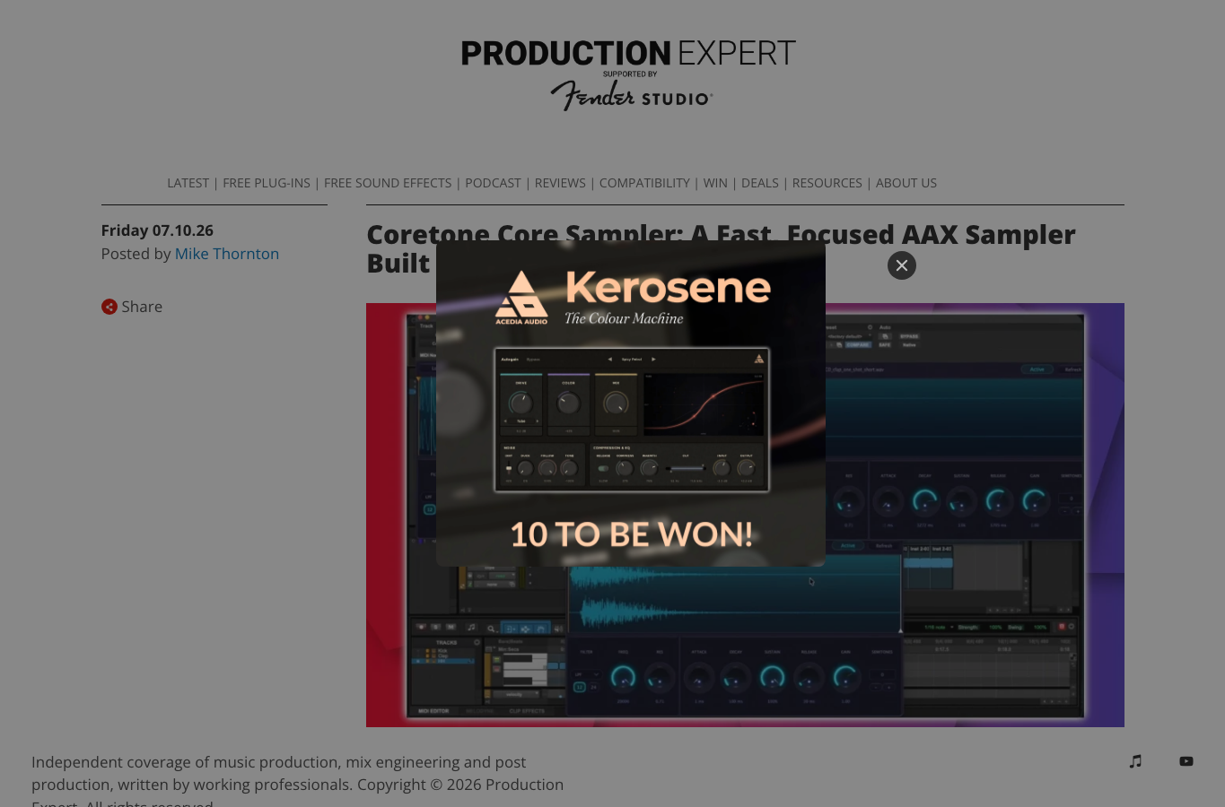 Production Expert Core Sampler article screenshot